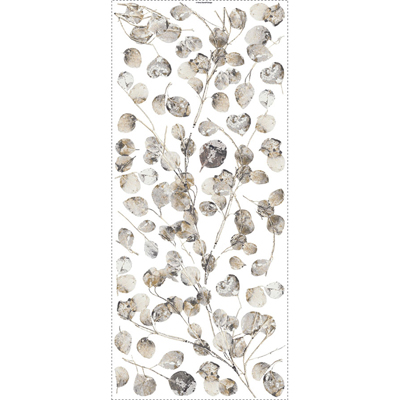 RoomMates wall decal Silver Dollar, decal sheet with silver-coloured round leaf motifs on a white background
