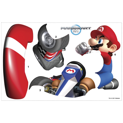 RoomMates wall decal Nintendo Mario Kart Wii, Mario Kart Wii logo isolated on a white background