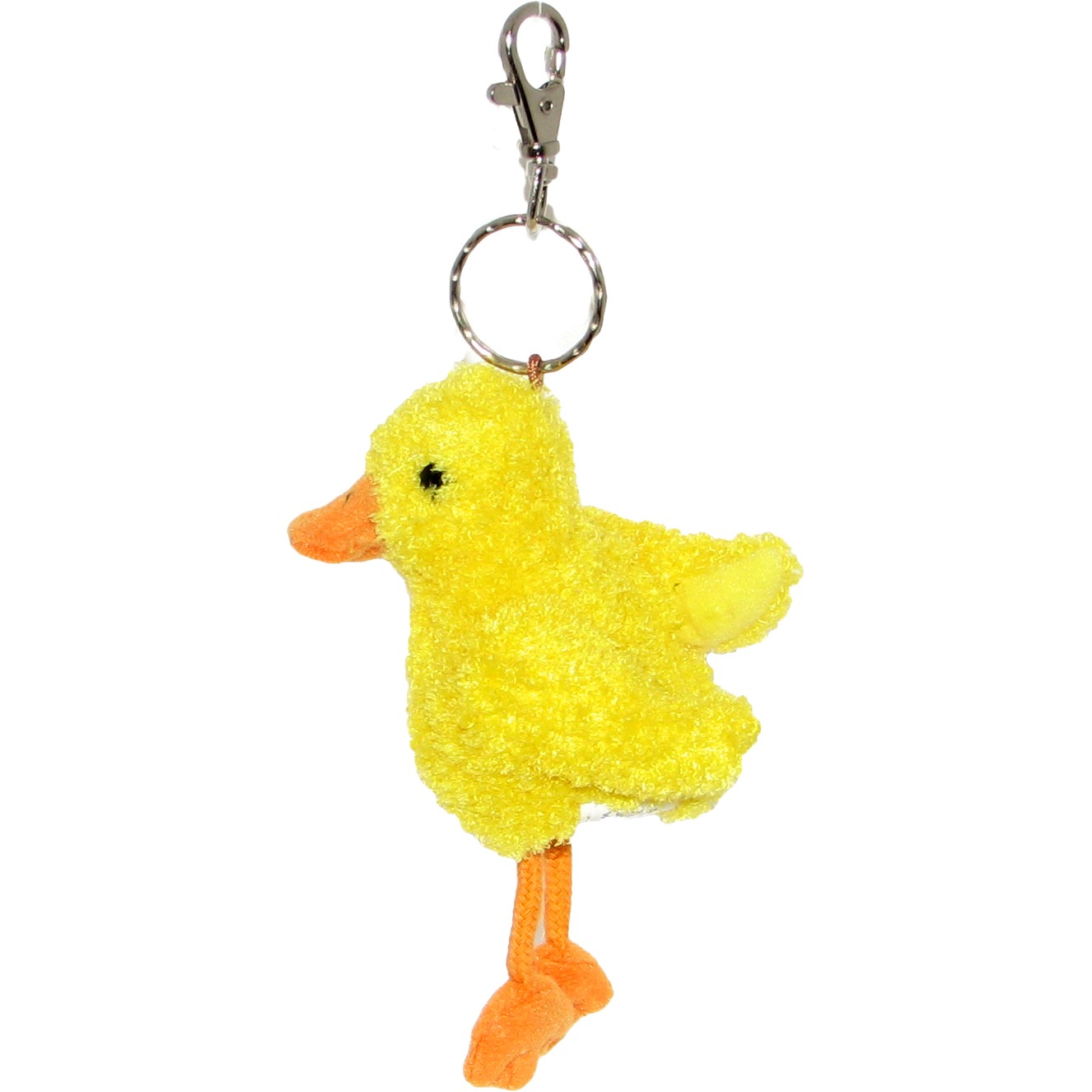 The Puppet Company keyring duckling, yellow chick with an orange beak and clip-on carabiner