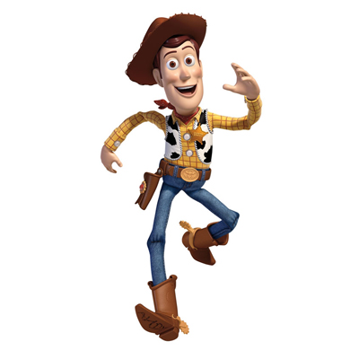 RoomMates Wandbild Disney Pixar Toy Story Woody, Woody in springender Pose mit Cowboyhut, freigestellt auf weißem Untergrund