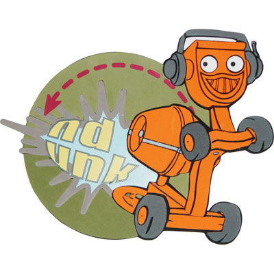decofun wall decoration Bob the Builder single motif, orange cement mixer robot wearing headphones