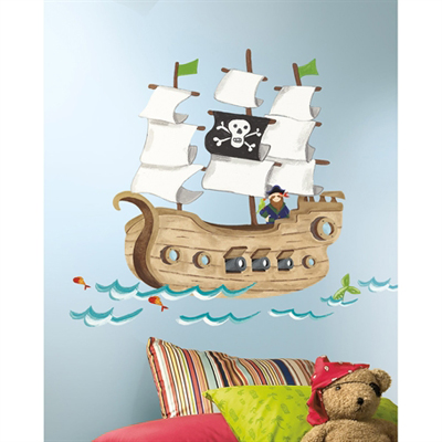 Pirate Ship Peel & Stick Giant Wall Decals - RoomMates for KiDS Pirate Ship Peel & Stick Giant Wall Decals - RoomMates for KiDS