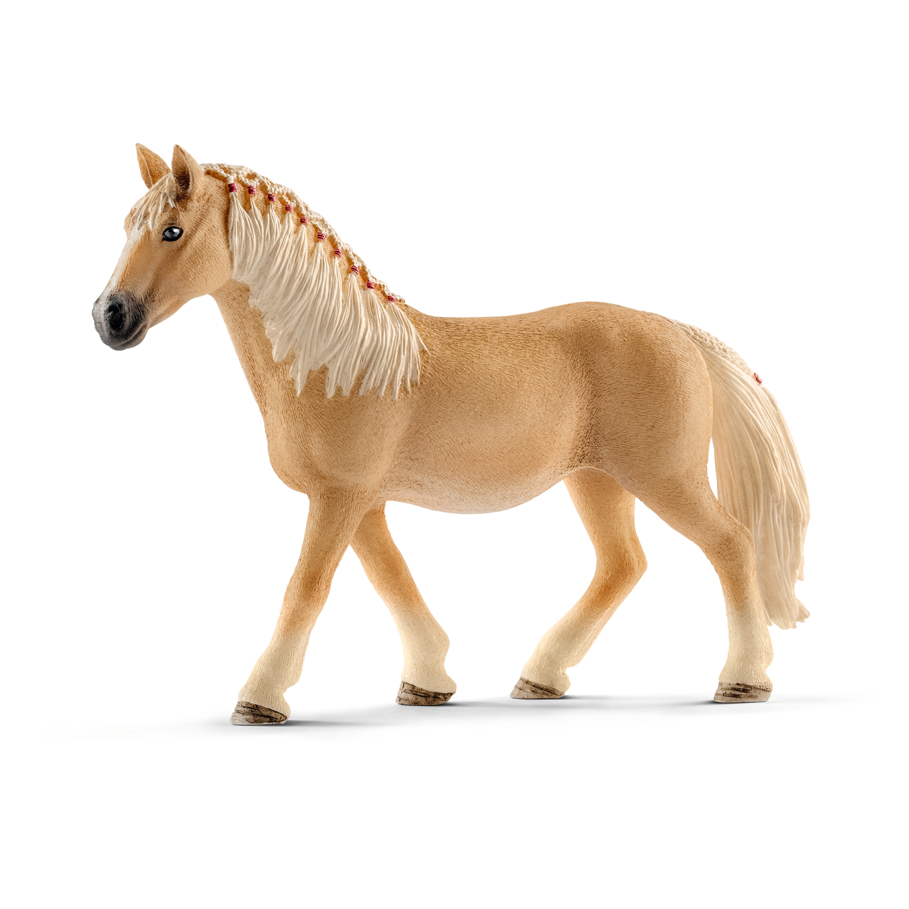 Schleich Horse Club Haflinger mare, toy figure with golden brown coat and a cream-coloured mane, walking