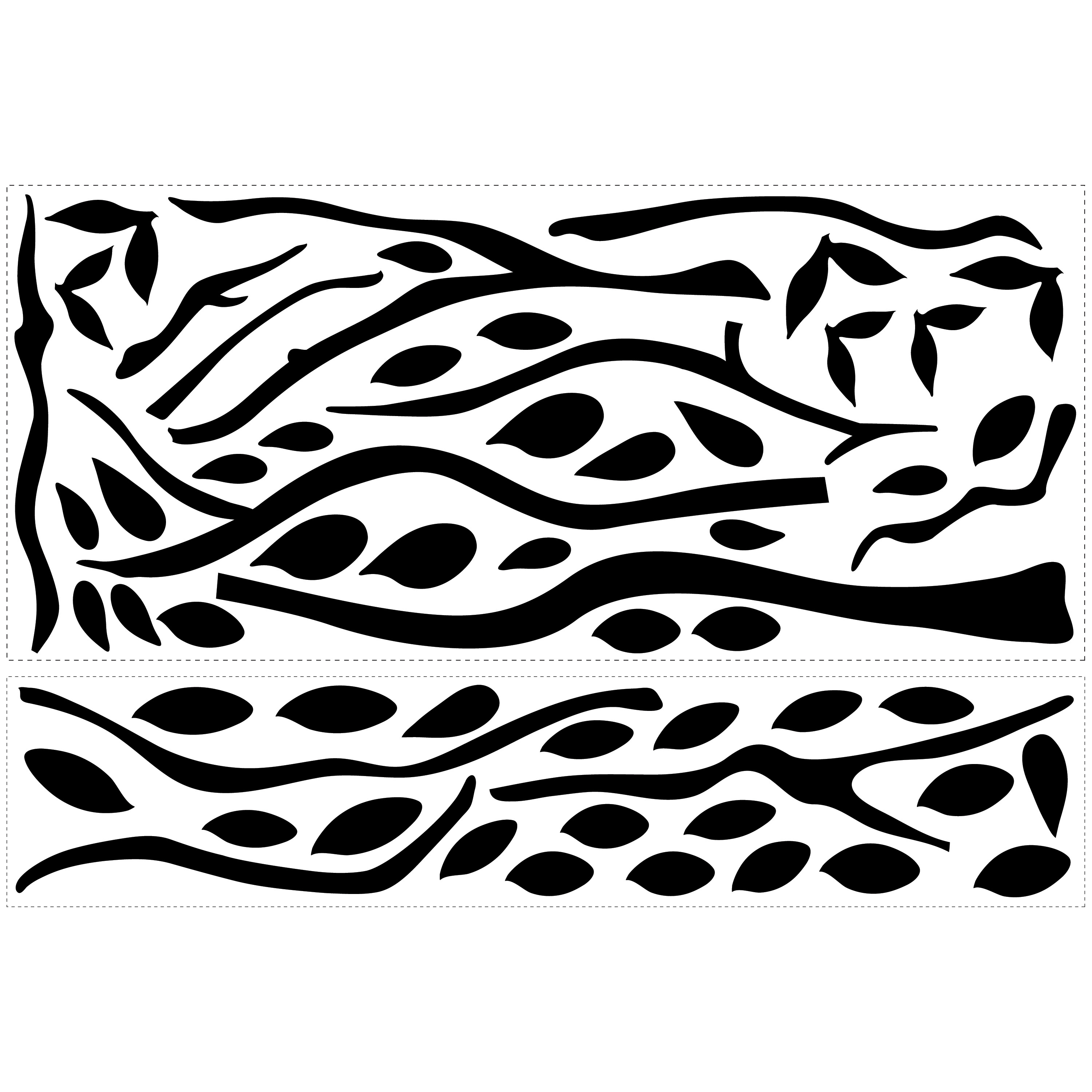 RoomMates wall decal Tree Branches, decal sheet with black branch and leaf motifs on a white background