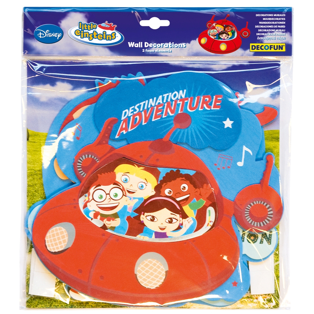 decofun Wanddekoration Little Einsteins in Verpackung, 2-teilig, mit rotem Raumschiff-Motiv und Disney-Logo