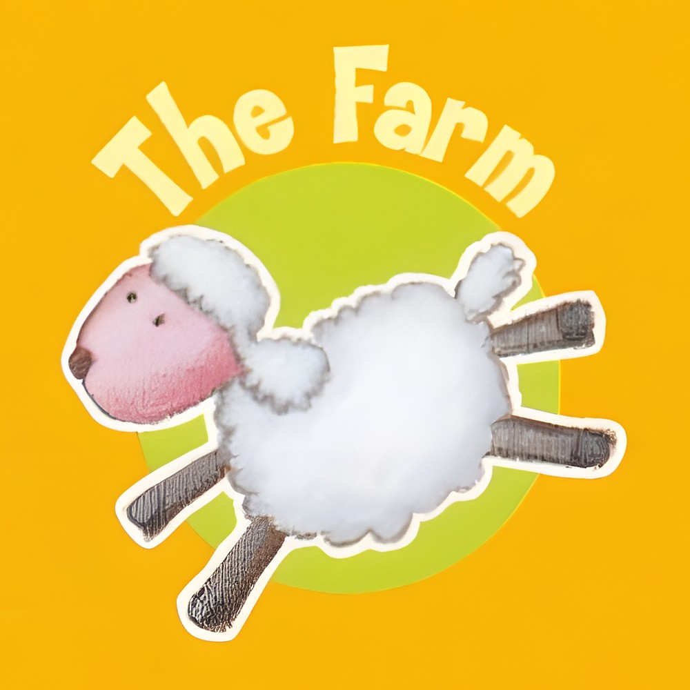 decofun Animal Farm Logo The Farm, springendes Schaf, Verpackungsmotiv der Mini-Wanddekoration