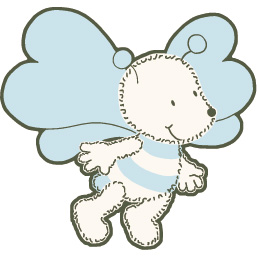 Dinico wall decoration 18-piece Lillebi, walking bear figure dressed as a bee with light blue wings and a striped belly