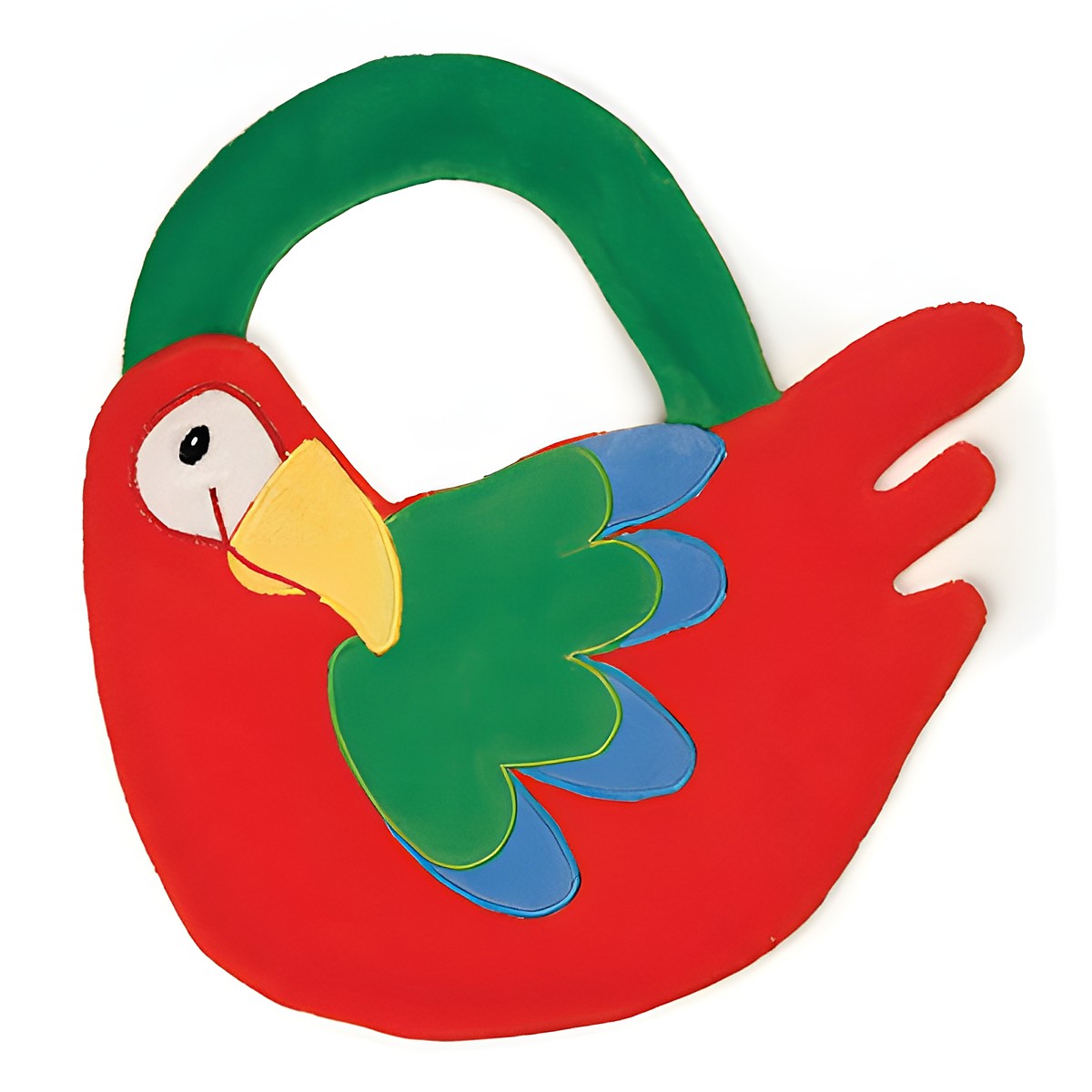 Egmont Toys Laetzchen Papagei, rotes Laetzchen in Vogelform mit gruenem Kopf, gelbem Schnabel und gruenem Halsband