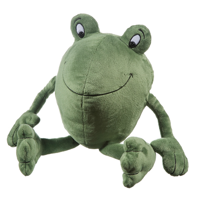 Heunec Pluschfigur Guenter Kastenfrosch, gruener Pluschfrosch mit eifoermigem Koerper und grossen runden Augen, sitzend