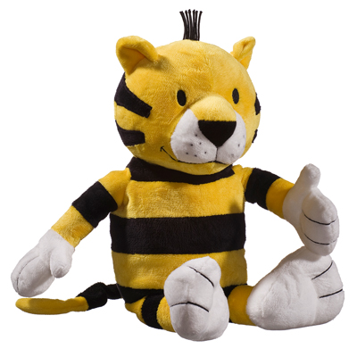 Heunec Pluschfigur Kleiner Tiger, gelb-schwarz gestreifter Pluschtiger mit weissen Pfoten, sitzend