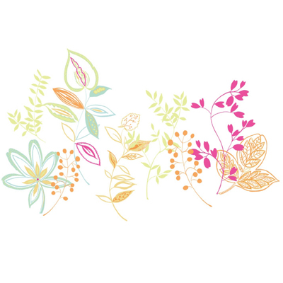 RoomMates wall decal Graphic Leaves, decal sheet with colourful graphic leaf and blossom motifs on a white background