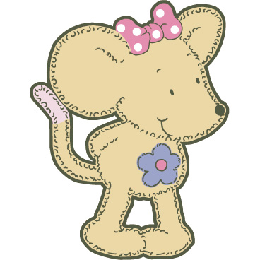 Dinico wall decoration 18-piece Lillebi, mouse figure with a pink polka-dot bow and a purple flower on its belly