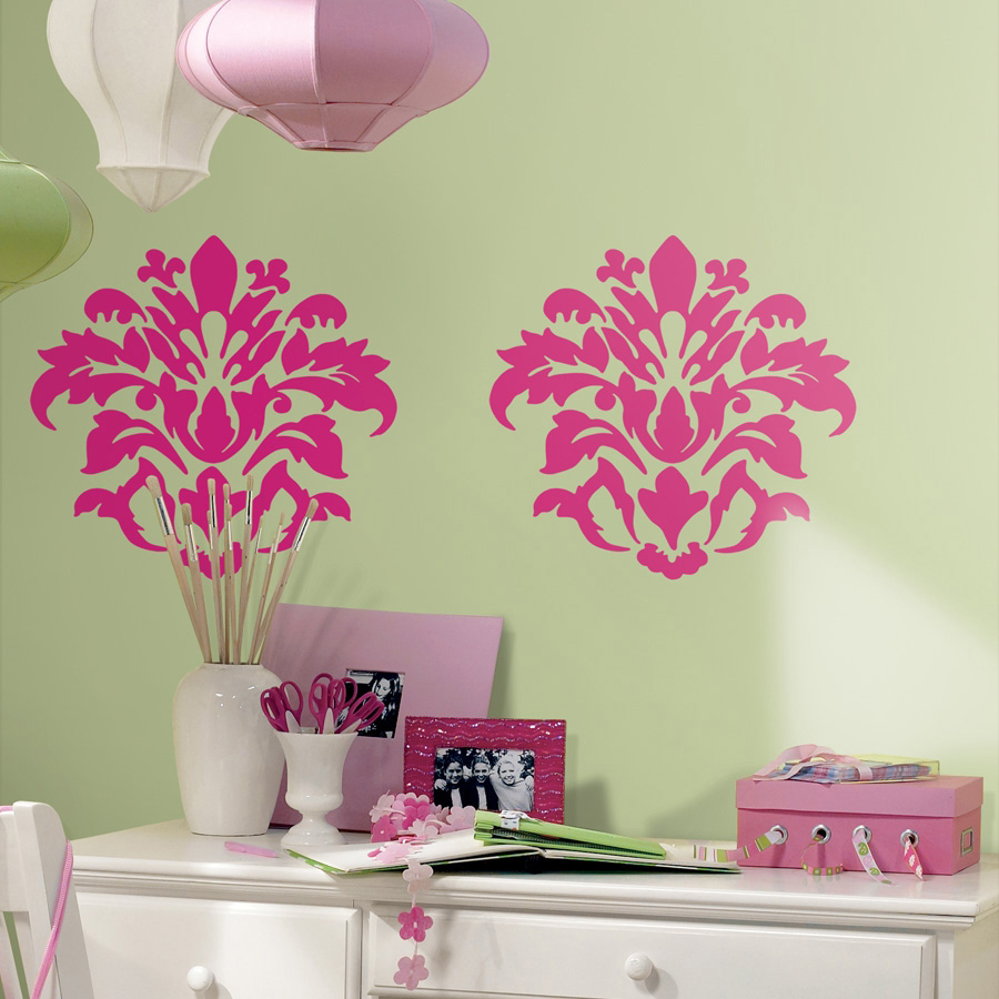 Damask (pink) mural - RoomMates Damask (pink) mural - RoomMates