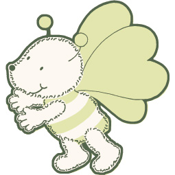 Dinico wall decoration 18-piece Lillebi, bear figure dressed as a bee with green wings and antennae