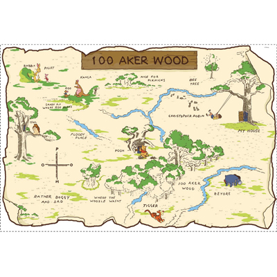 Winnie Pooh & Friends, 100 Aker Wood Map - RoomMates for KiDS Winnie Pooh & Friends, 100 Aker Wood Map - RoomMates for KiDS - Produktbild 2