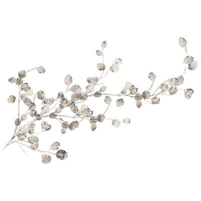 RoomMates wall decal Silver Dollar, silver-coloured branch with round leaves, isolated on a white background