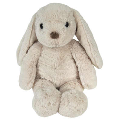 Cloud b sleep aid Bubbly Bunny, beige bunny plush sitting with long floppy ears, front view