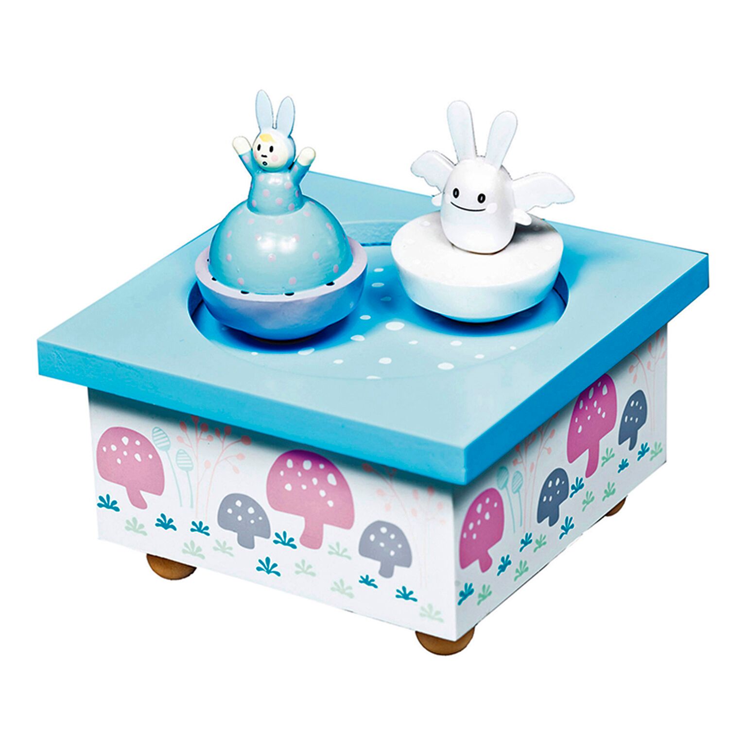 Trousselier musical wooden box ange lapin, blue/pink