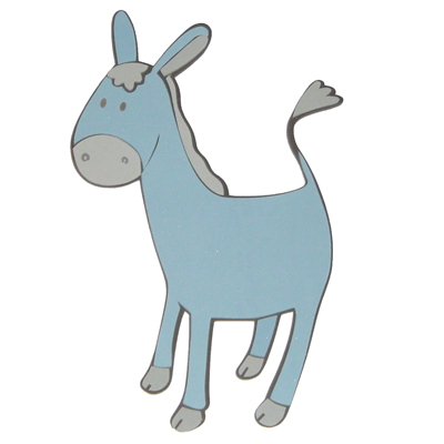 decofun wall decoration Animal Farm single motif donkey, light blue donkey with grey hooves on a white background