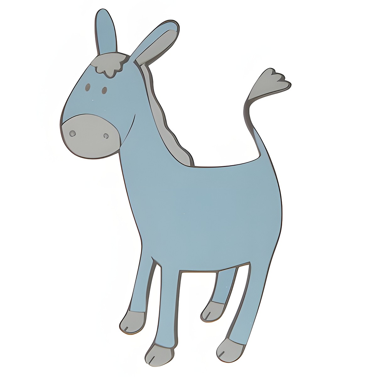 decofun wall decoration Animal Farm single motif donkey, light blue donkey with grey hooves on a white background