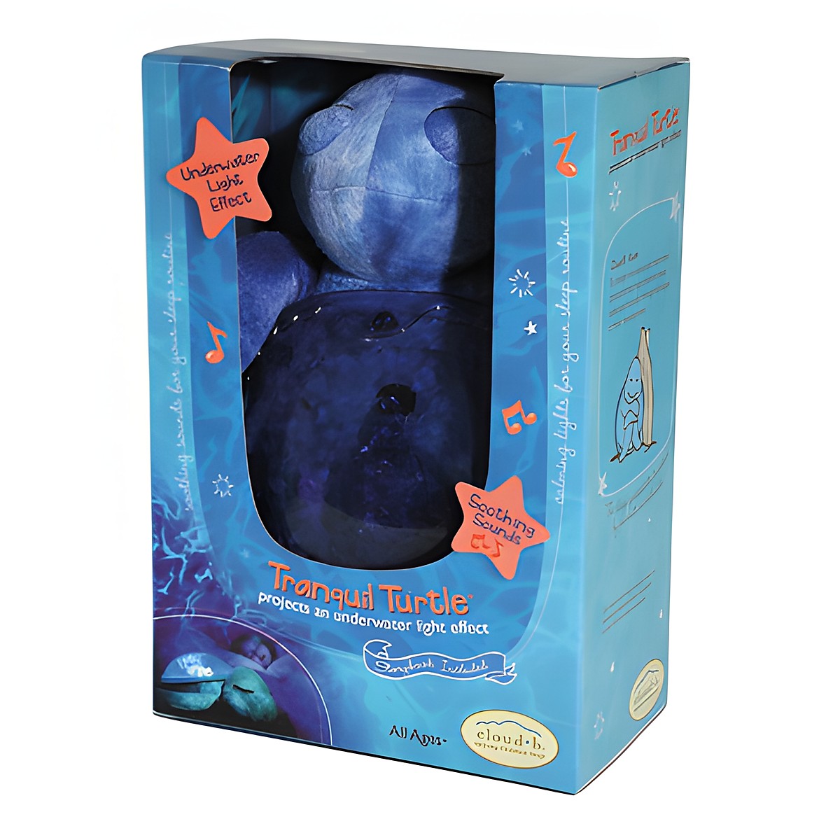 Cloud b sleep aid Tranquil Turtle Ocean, retail packaging showing the underwater light effect