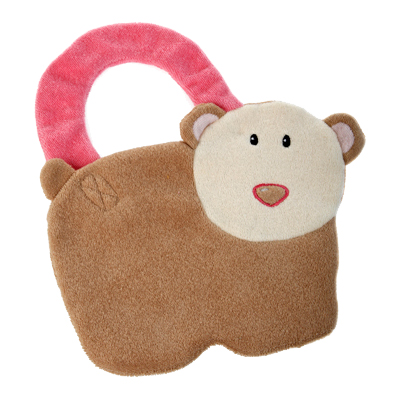 Egmont Toys Laetzchen Teddybaer, braunes Pluschlaetzchen in Baerenform mit cremefarbenem Gesicht und pinkem Trageband