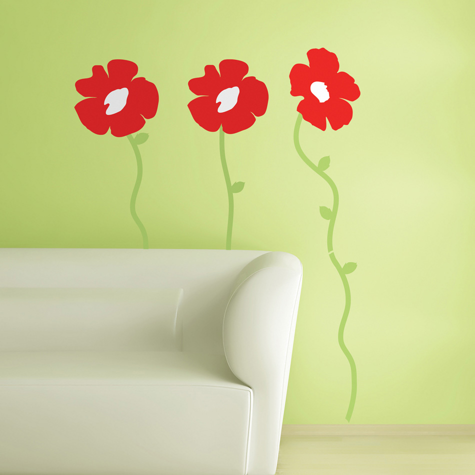 Poppies peel & stick mural - RoomMates