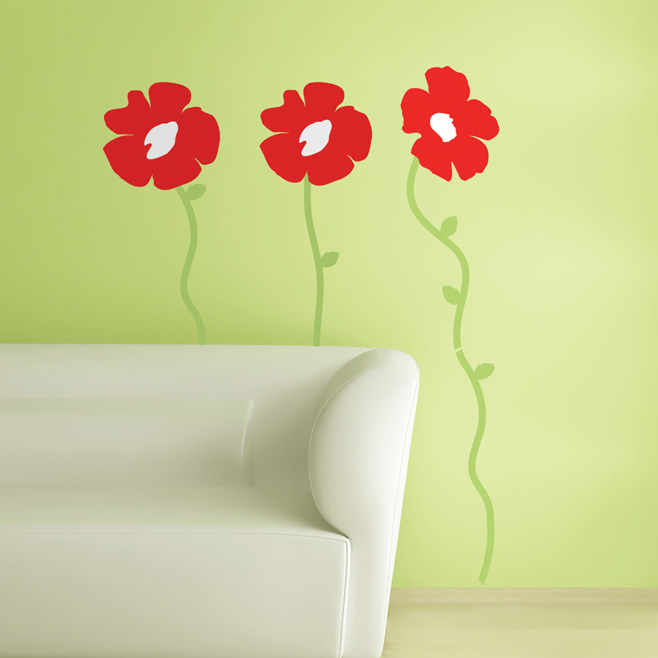 Poppies Peel & Stick Wandbild - RoomMates Poppies Peel & Stick Wandbild - RoomMates