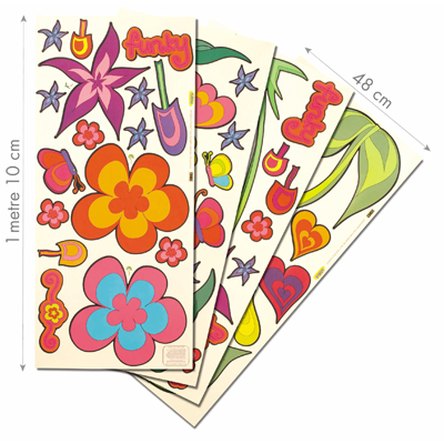 funtosee wall sticker flower world, close-up of individual motifs: flowers, butterflies, mushrooms and snails