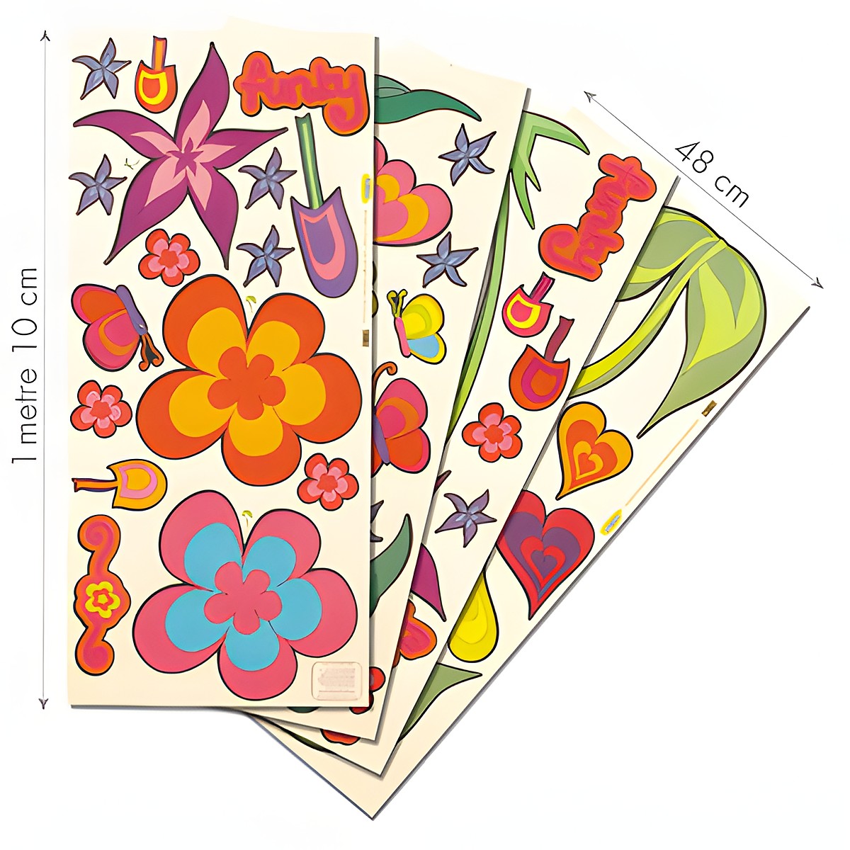 funtosee Wandsticker Blumenwelt, Nahaufnahme einzelner Motive: Blumen, Schmetterlinge, Pilze und Schnecken