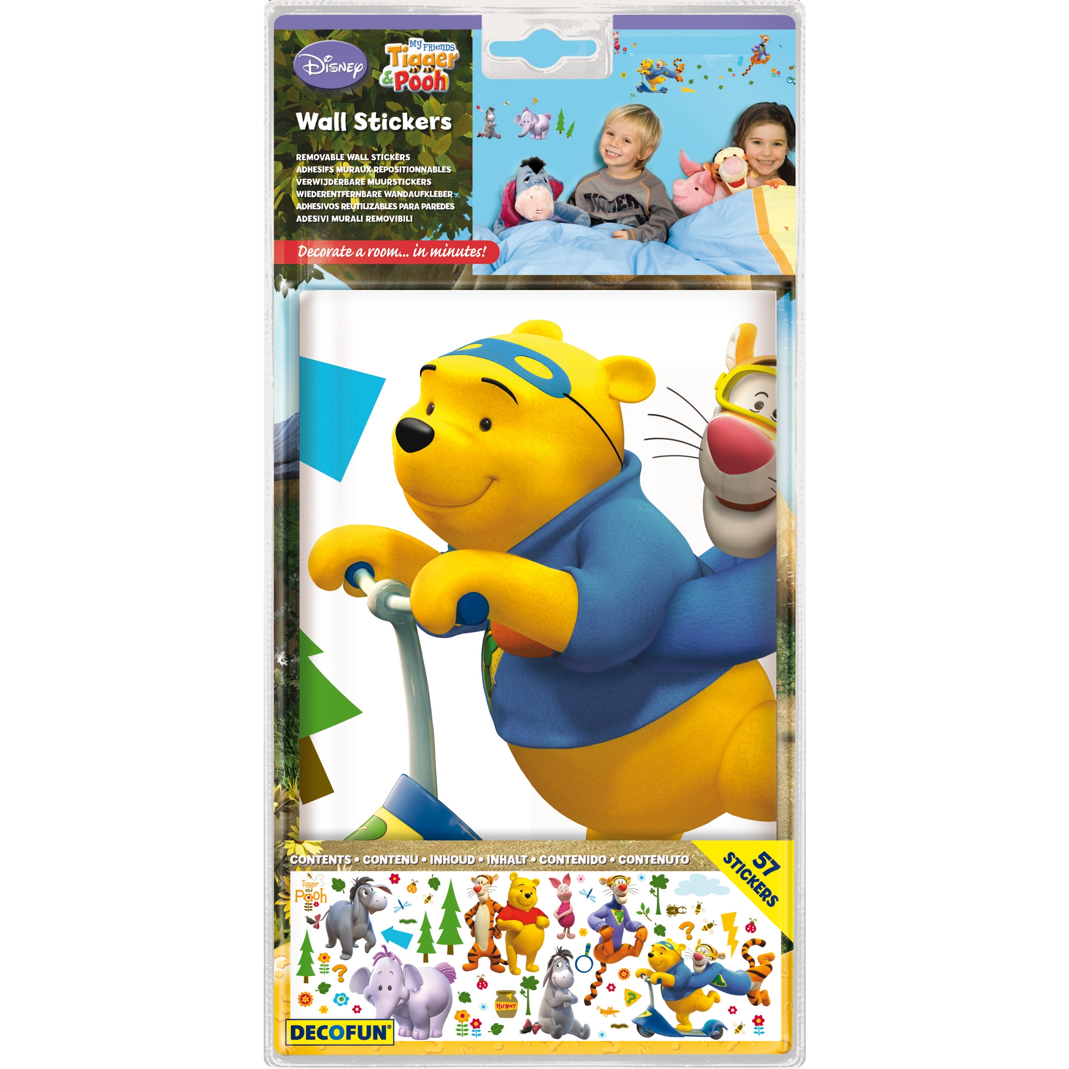 decofun wall decal My Friends Tigger & Pooh in packaging, Winnie the Pooh on a scooter with Tigger, 57 stickers