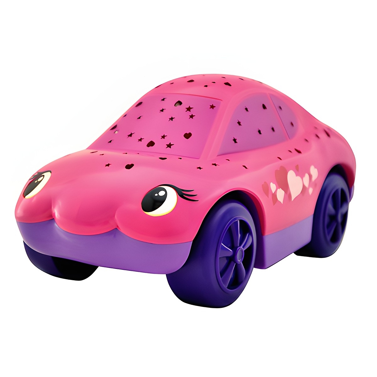 Cloud b Twilight Carz Pink Hearts, pink-purple car night light with face and star projector